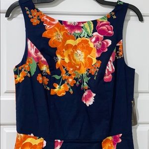 Navy blue floral sleeveless dress